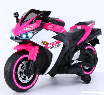 12V Kids Racing Style Ride-On Bike – Bluetooth, Music, Lights, Leather Seat mississippipowersports